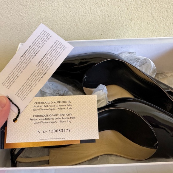 VINTAGE Versace Black Sling back Heels Womens size 37 1/2 - Picture 16 of 16